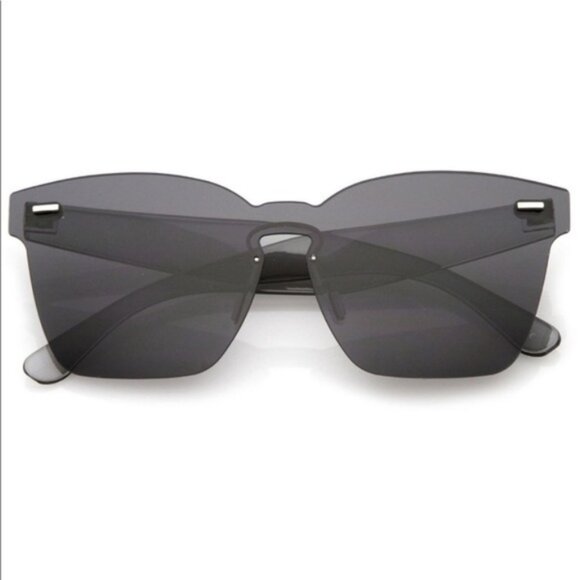 Black Frameless Shield Sunglasses - Picture 4 of 9